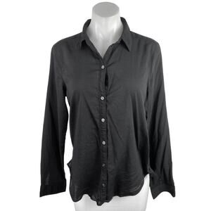 Abercrombie & Fitch Women's Black Long Sleeve Collared Button Down Shirt Top M